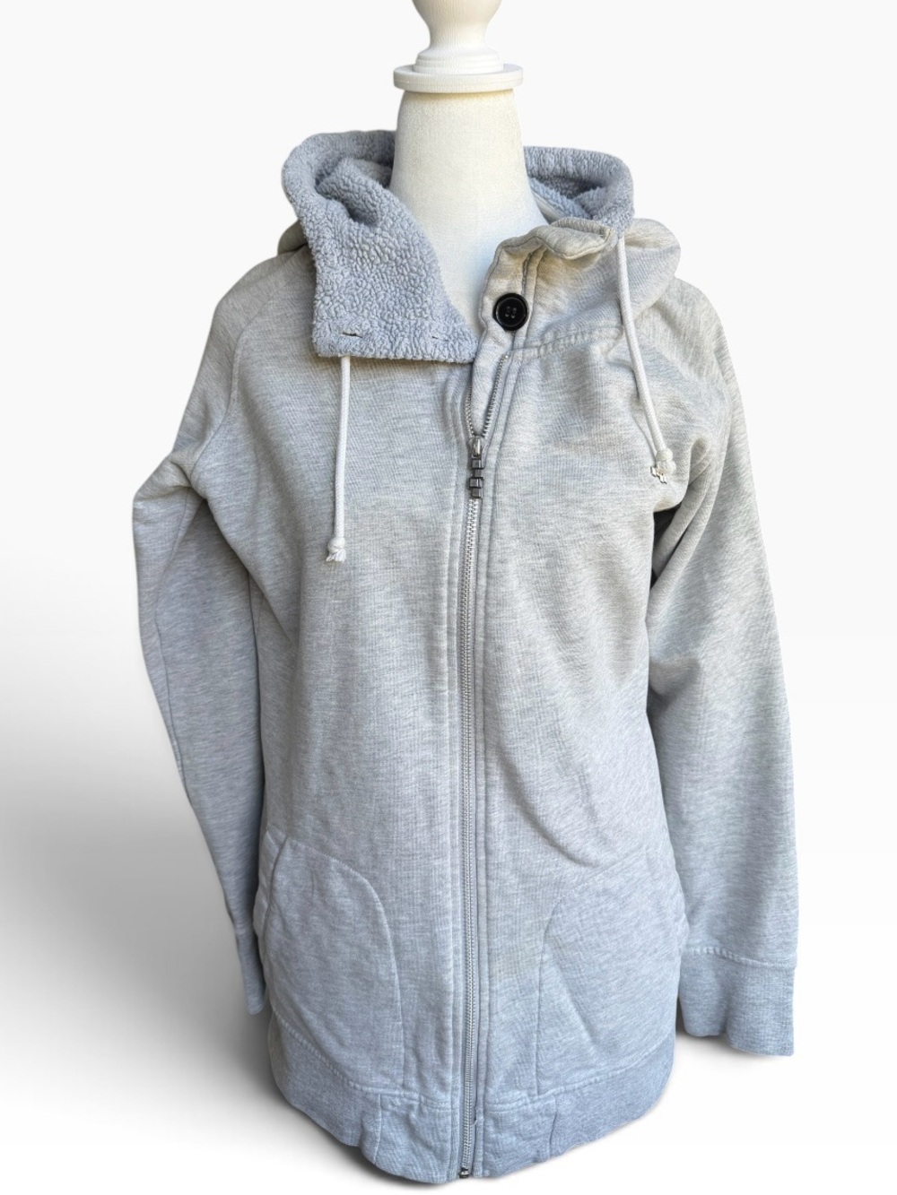 Foursquare Gray Zip-Up Fleece Hoodie – Size M